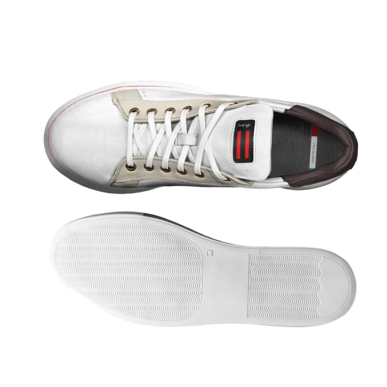 Bottom view of the DapperBoi ❤️ S25 Low-Tops, featuring a sturdy, non-slip rubber sole for everyday wear.