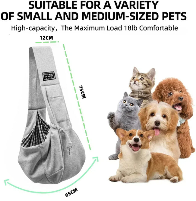 Interior view of cotton pet sling showing spacious, soft-lined compartment for small dogs or cats.