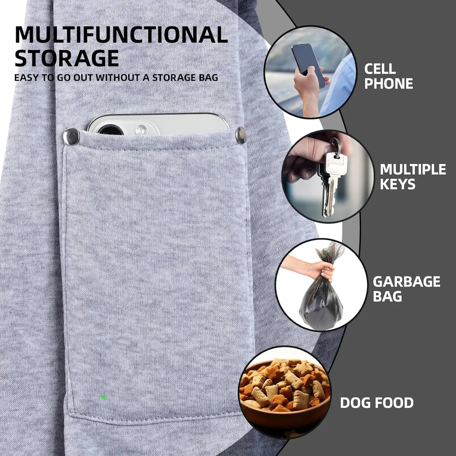 Close-up of breathable 100% cotton fabric and the easy pocket on the strap to hold your phone, keys or other necessities.