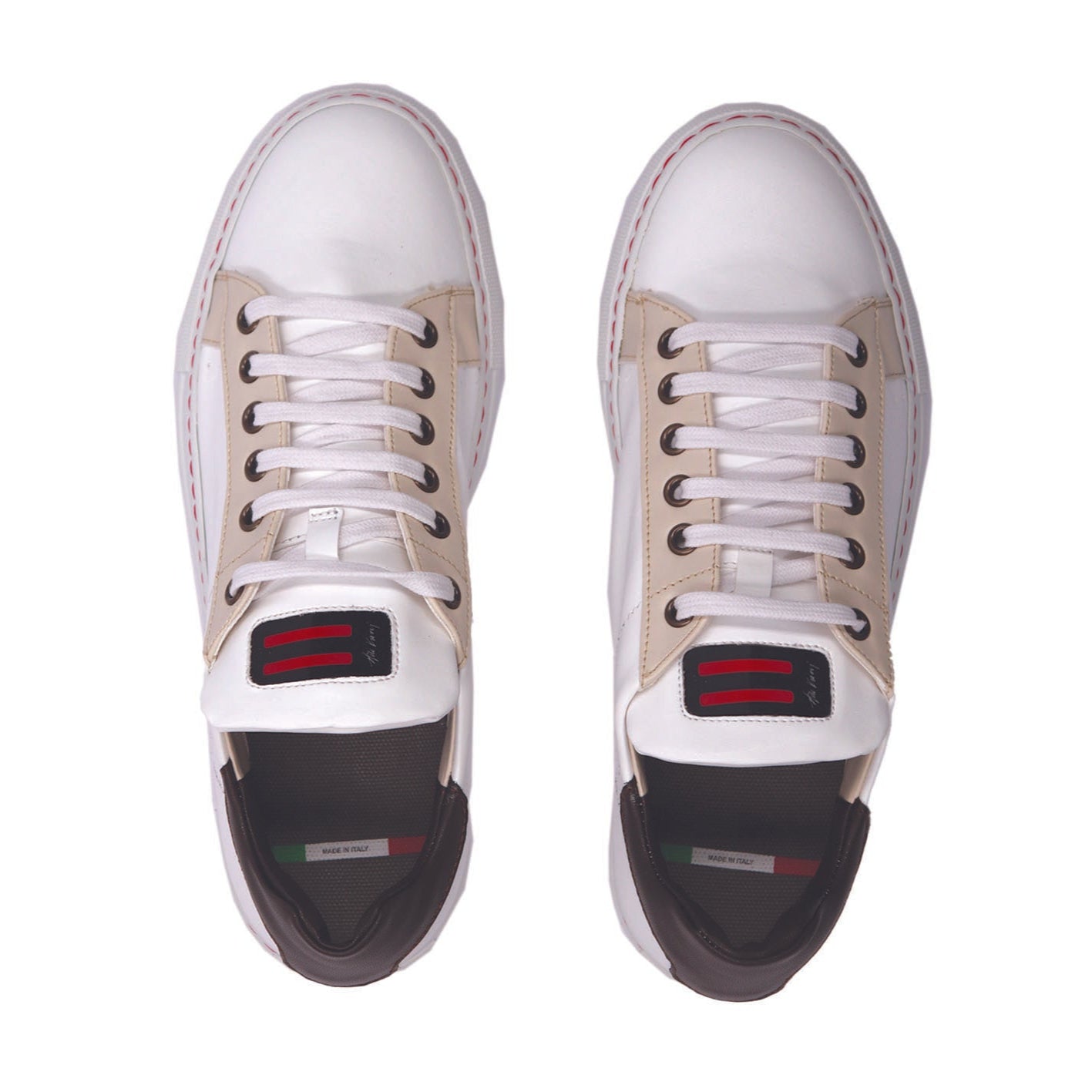 Top view of the DapperBoi ❤️ S25 Low-Tops, showcasing the clean silhouette, breathable vegan leather upper, and modern unisex styling.