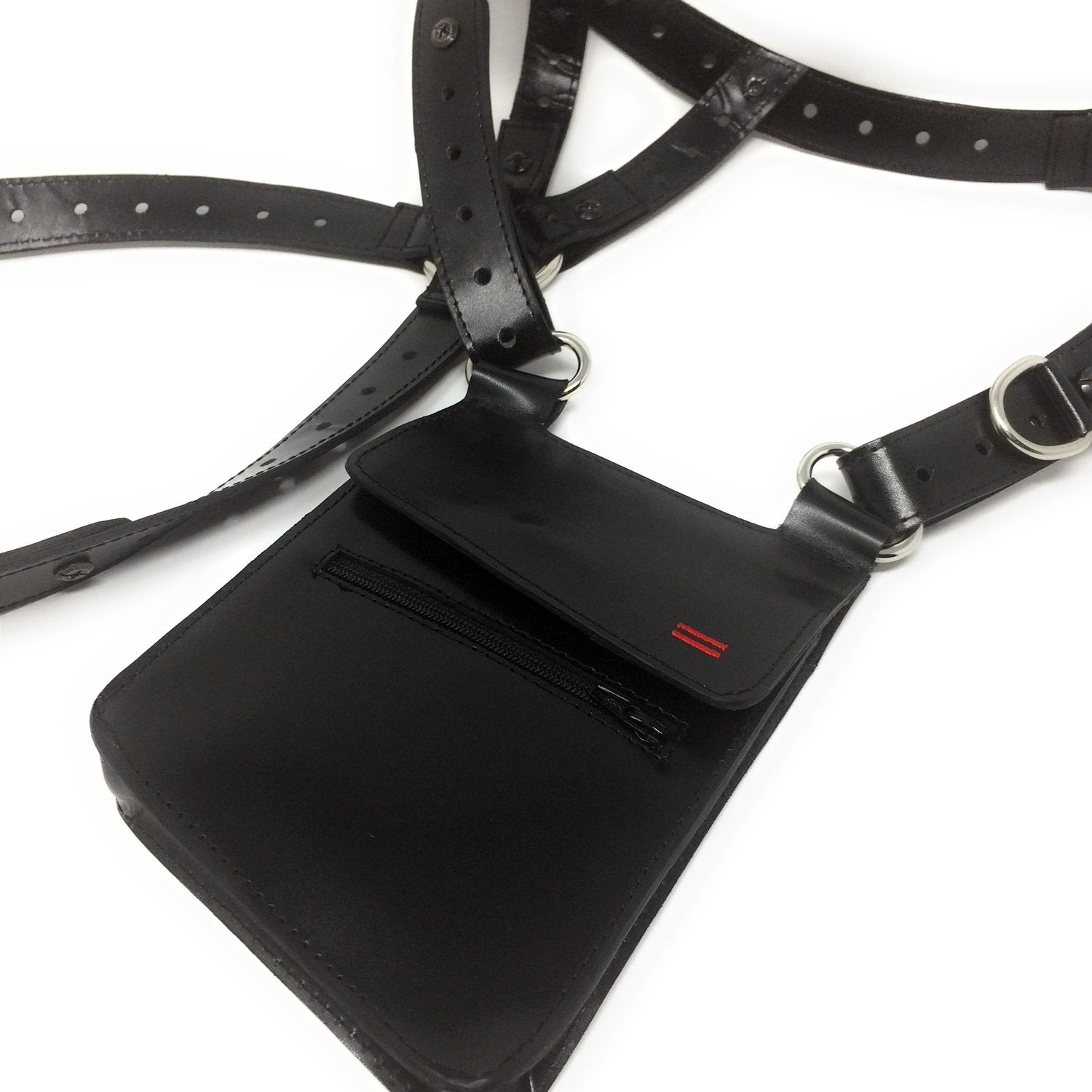 Side view of NiK Kacy Utility Holster Harness 2.0, highlighting the adjustable straps and modular components.