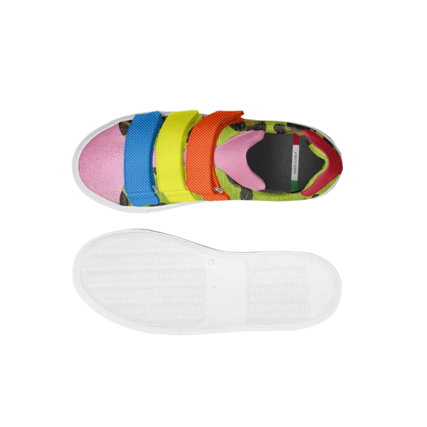 Unisex kids sneakers with easy closure straps, made to order for a perfect fit.
