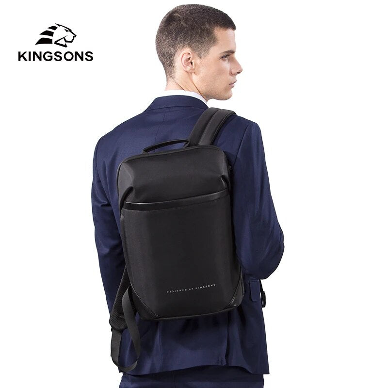 Kingsons Vegan Laptop Backpack with built in USB Charger port - NiK Kacy