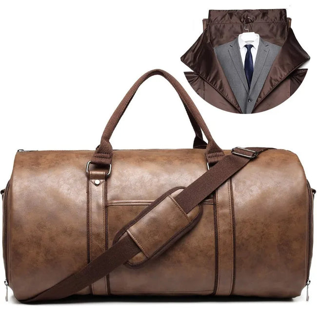 Vegan Leather Travel Bag showcasing premium cruelty-free material and sleek design in brown