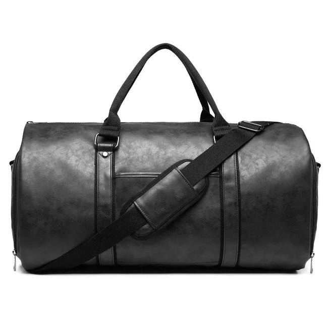 Vegan Leather Travel Bag showcasing premium cruelty-free material and sleek design in black
